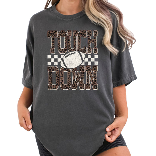 Leopard Print Touchdown Comfort Colors tee in Pepper - view 2