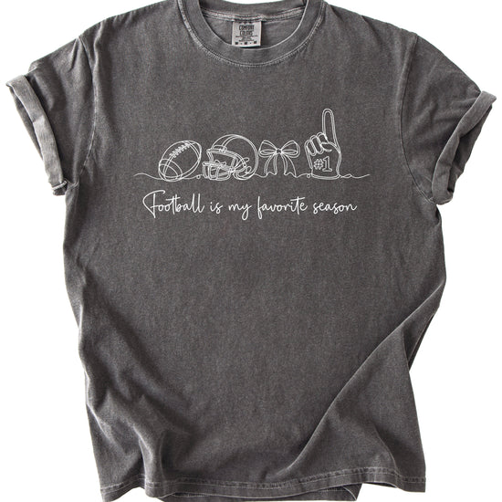 Football is My Favorite Season game day coquette bow Comfort Colors tee, Pepper Shirt, view 3