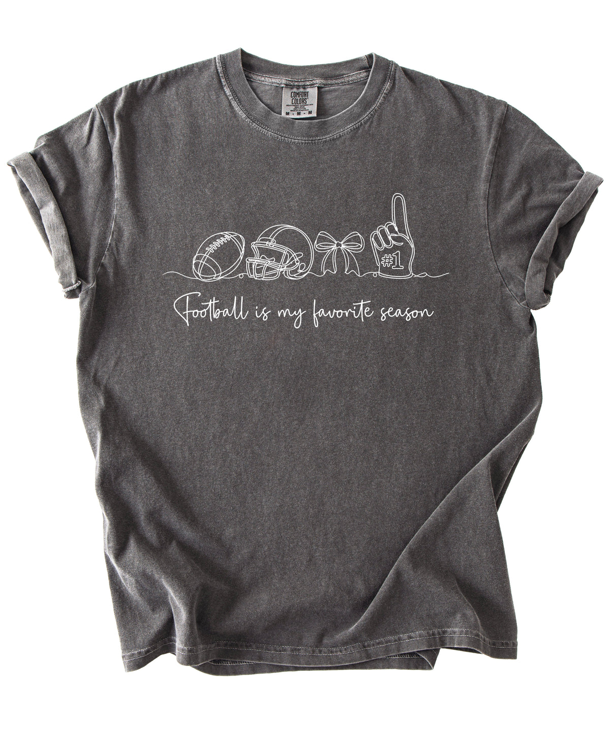 Football is My Favorite Season game day coquette bow Comfort Colors tee, Pepper Shirt, view 3
