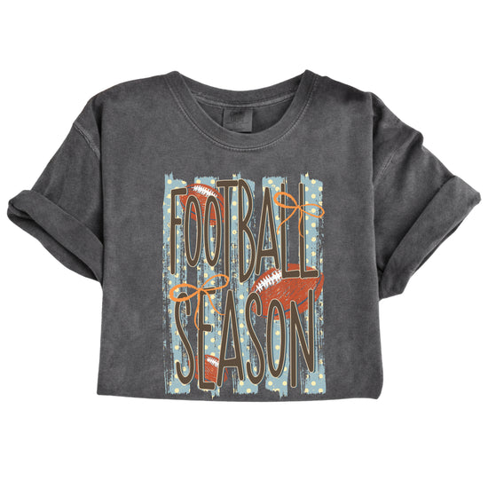 Football Season coquette bow Comfort Colors tee in Pepper - view 3