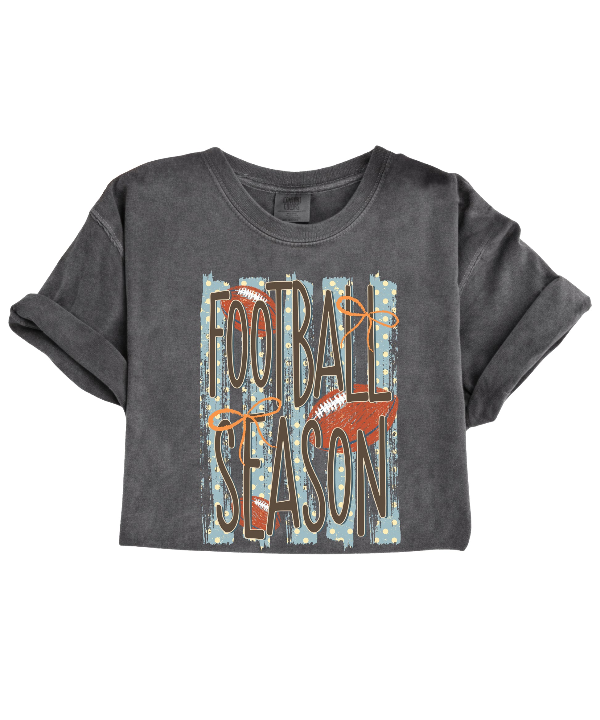 Football Season coquette bow Comfort Colors tee in Pepper - view 3