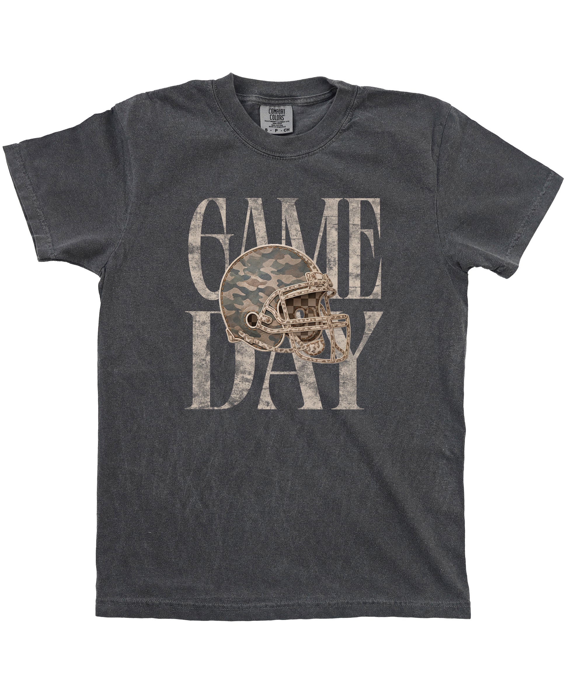 Pepper Shirt Game Day Camo Football Helmet Comfort Colors tee view 3 - Olive Loves Apple