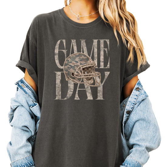Pepper Shirt Game Day Camo Football Helmet Comfort Colors tee view 4 - Olive Loves Apple