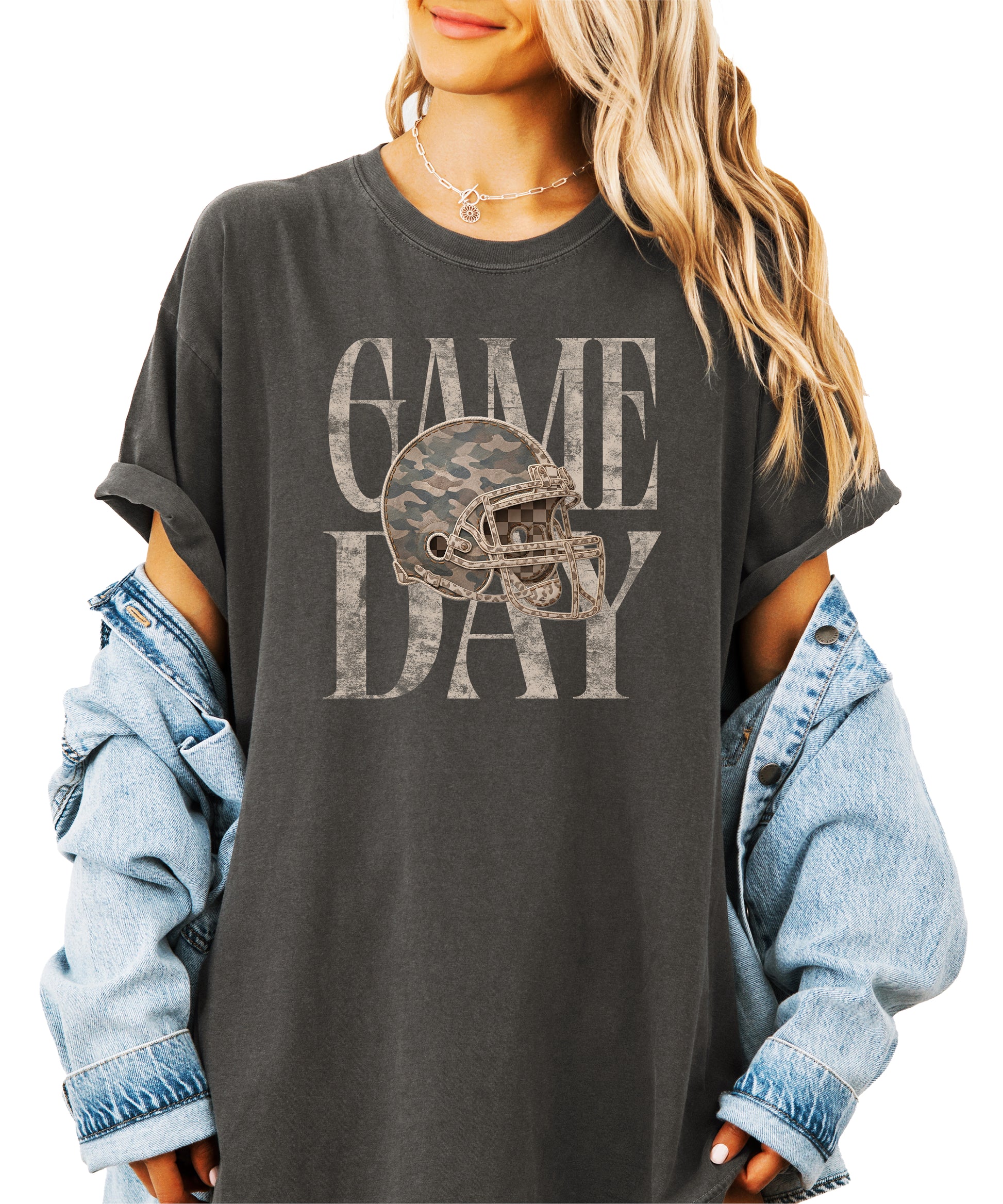 Pepper Shirt Game Day Camo Football Helmet Comfort Colors tee view 4 - Olive Loves Apple