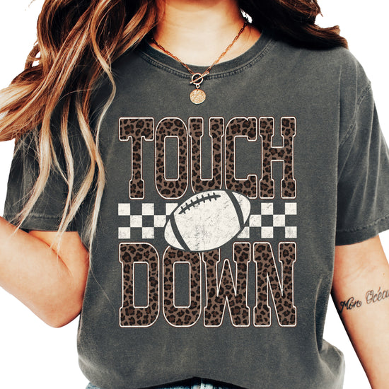 Leopard Print Touchdown Comfort Colors tee in Pepper - view 4