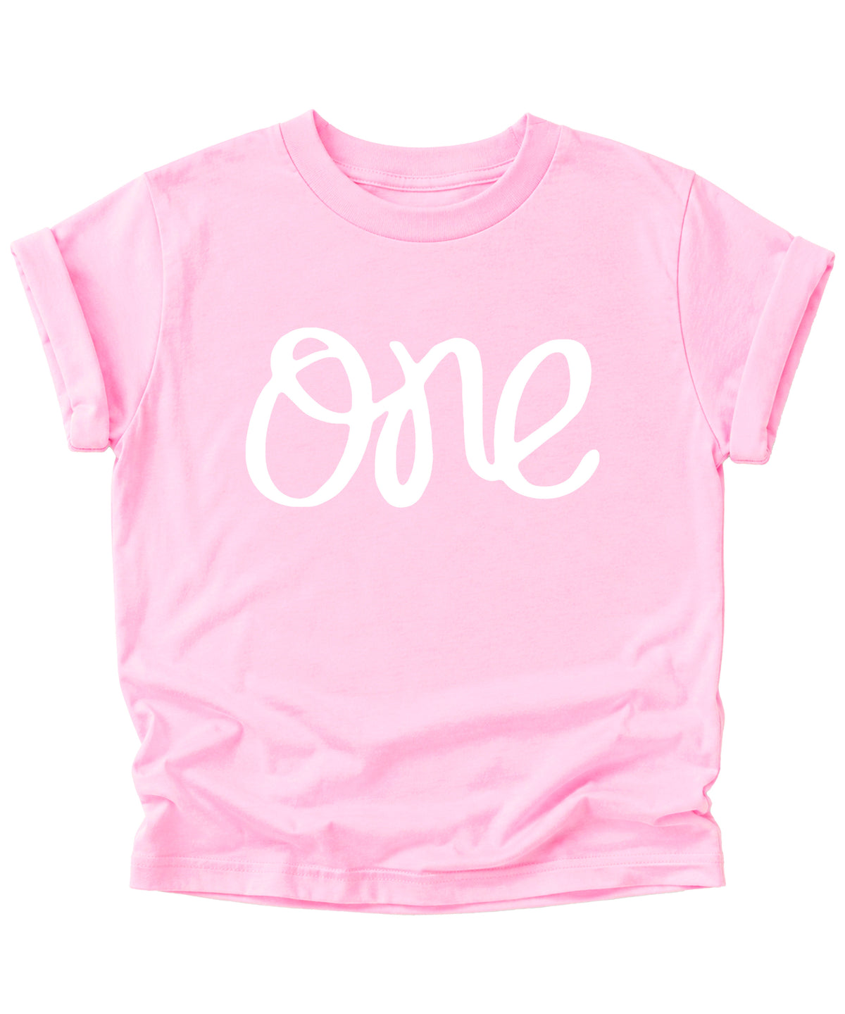 White on Pink One first birthday shirt for baby girls - view 4