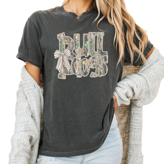 Bulldogs Camo Coquette Bow Comfort Colors tee in Pepper - view 5