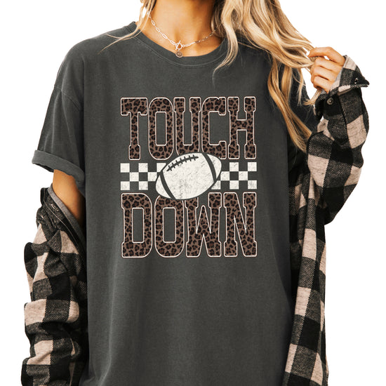 Leopard Print Touchdown Comfort Colors tee in Pepper - view 5