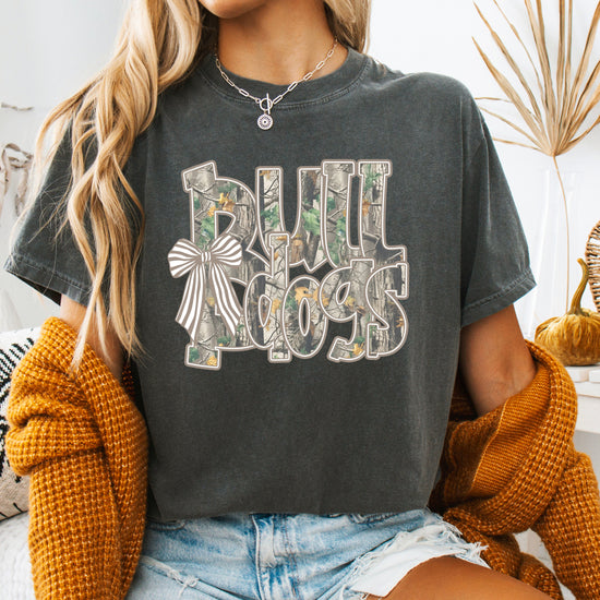 Bulldogs Camo Coquette Bow Comfort Colors tee in Pepper - view 6