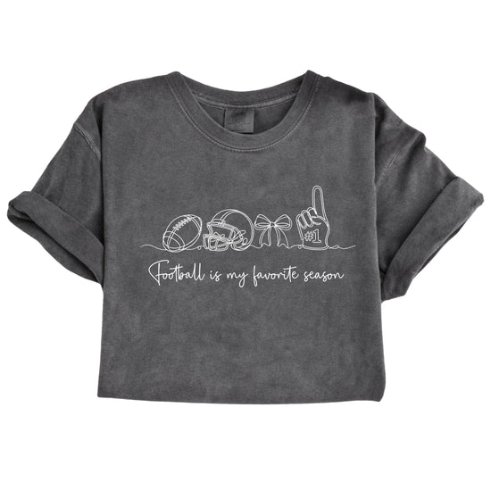 Football is My Favorite Season game day coquette bow Comfort Colors tee, Pepper Shirt, view 6