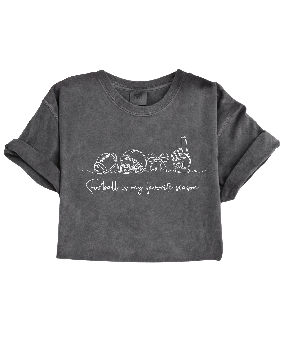 Football is My Favorite Season game day coquette bow Comfort Colors tee, Pepper Shirt, view 6