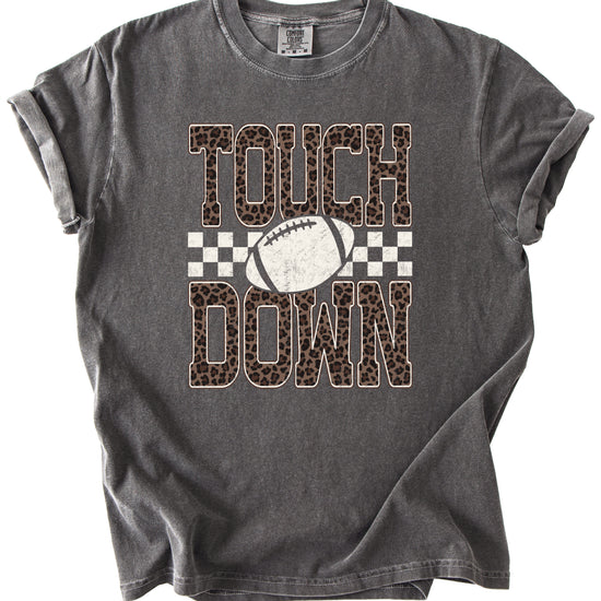 Leopard Print Touchdown Comfort Colors tee in Pepper - view 7