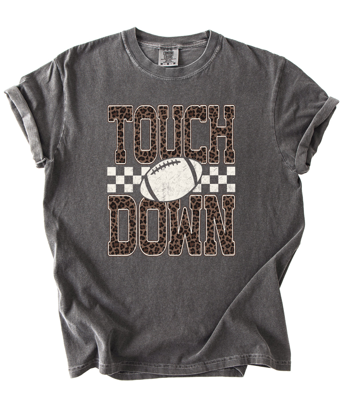 Leopard Print Touchdown Comfort Colors tee in Pepper - view 7