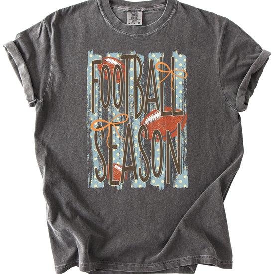 Football Season coquette bow Comfort Colors tee in Pepper - view 7