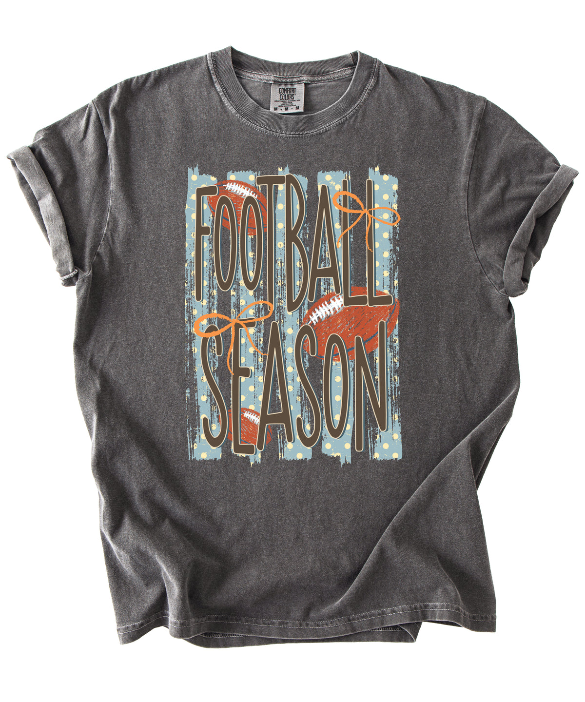 Football Season coquette bow Comfort Colors tee in Pepper - view 7