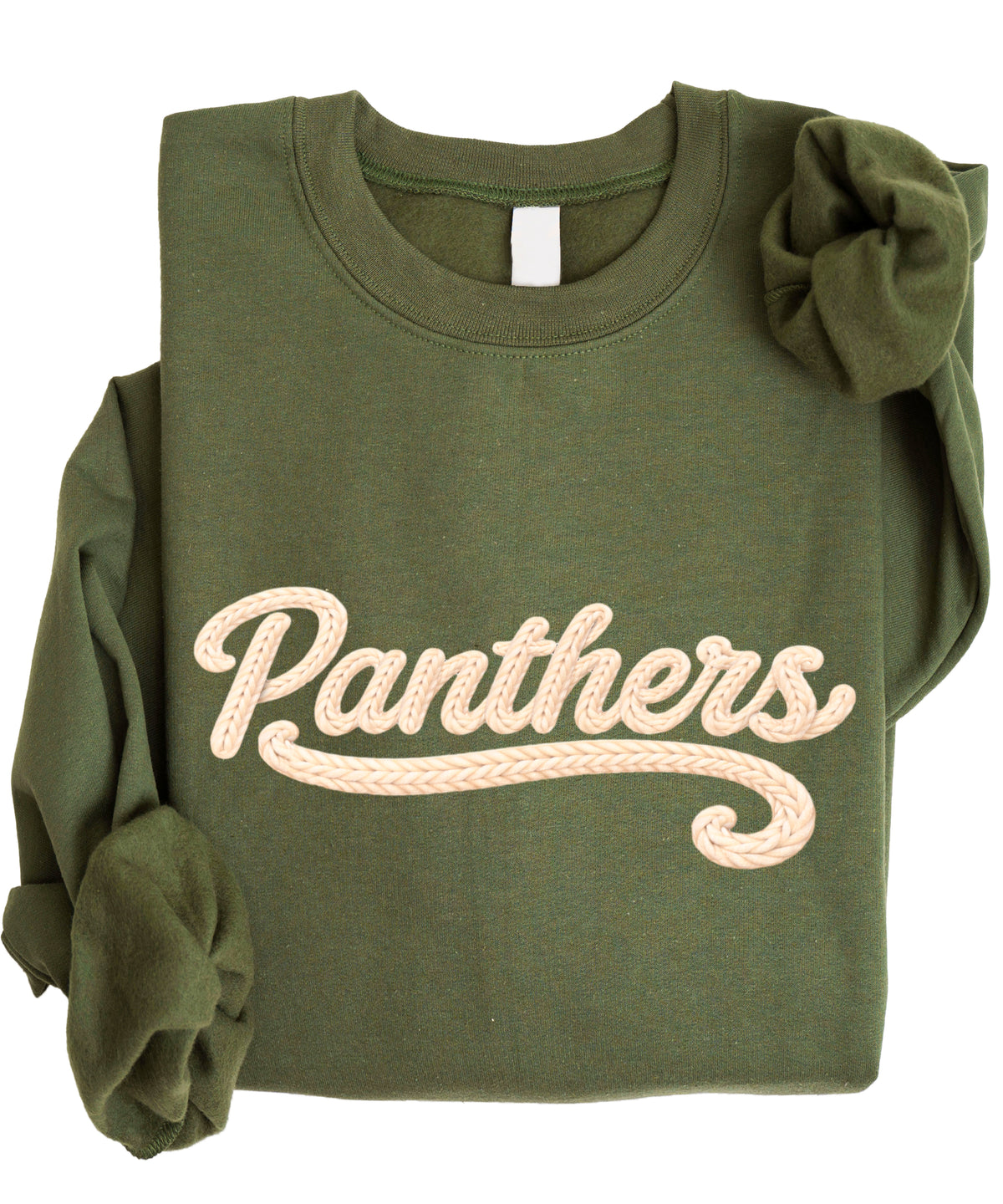 Panthers yarn look crewneck sweatshirt for women in Army Green
