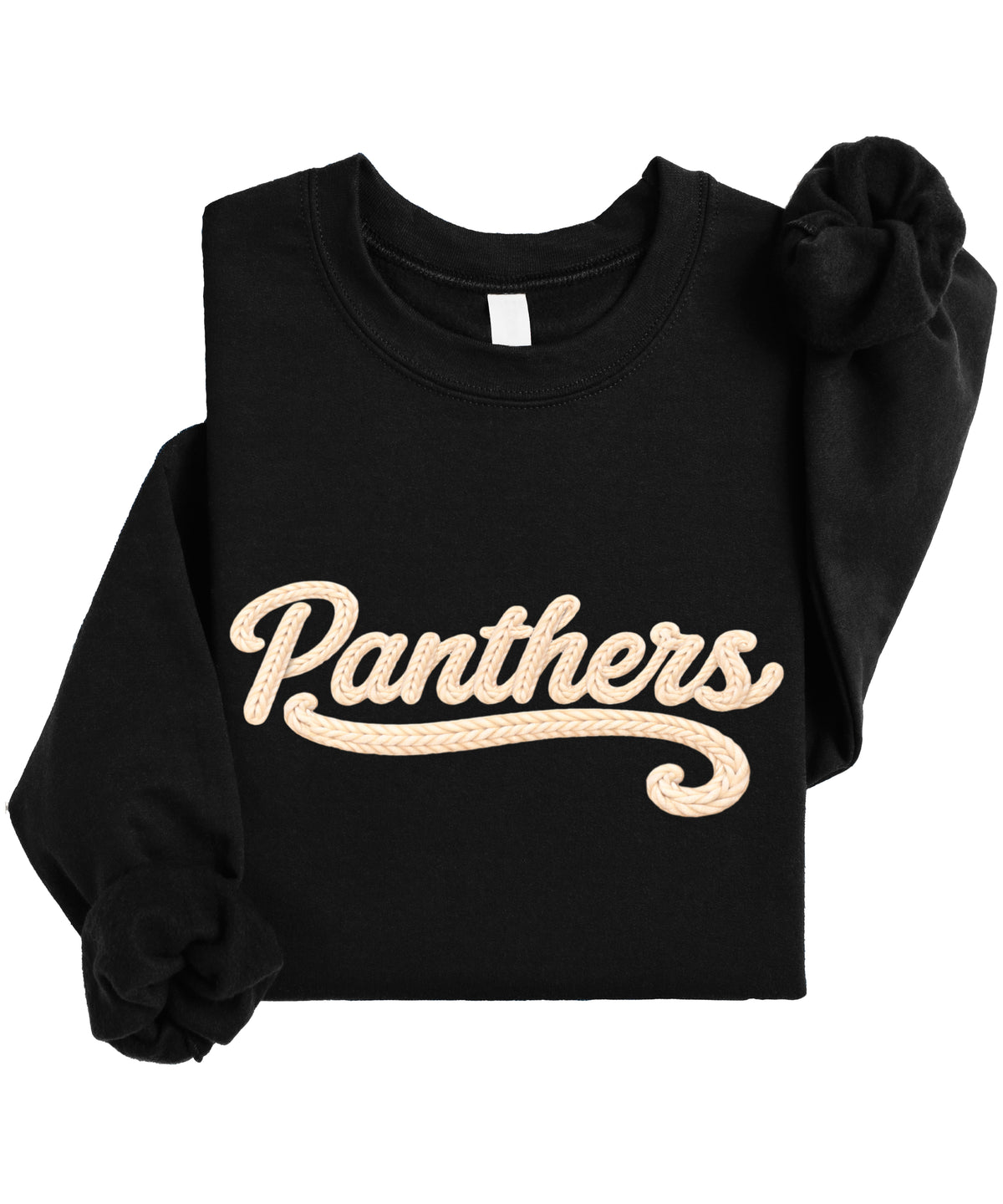 Panthers yarn look crewneck sweatshirt for women in Black