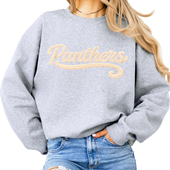 Panthers yarn look crewneck sweatshirt for women in Gray