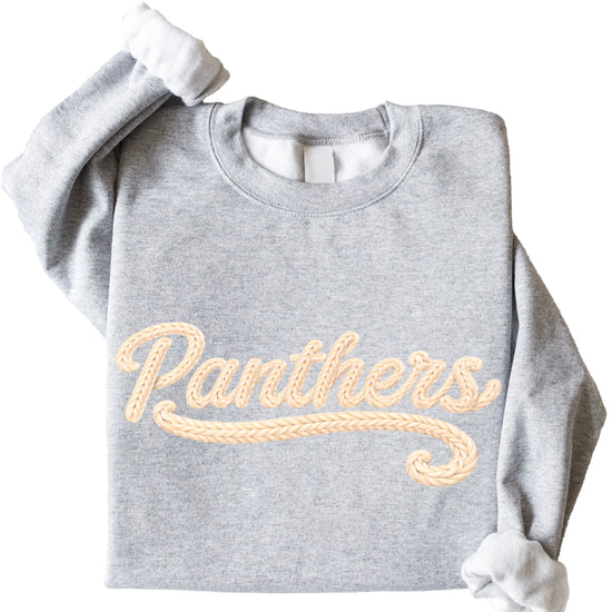 Panthers yarn look crewneck sweatshirt for women in Gray