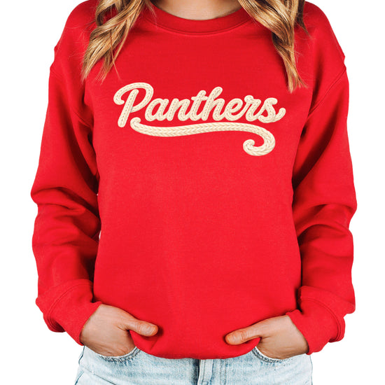Panthers yarn look crewneck sweatshirt for women in Red