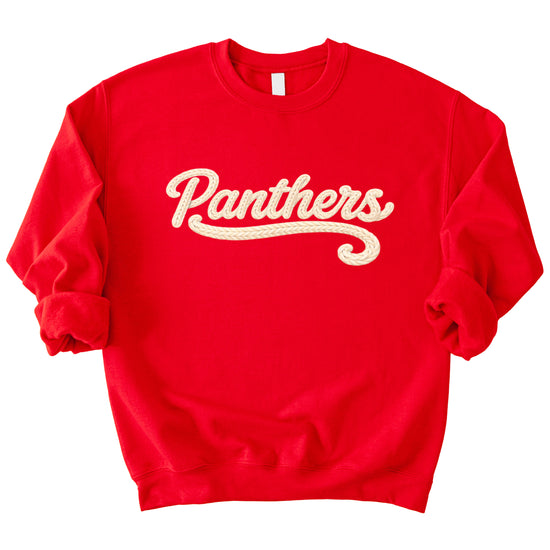Panthers yarn look crewneck sweatshirt for women in Red