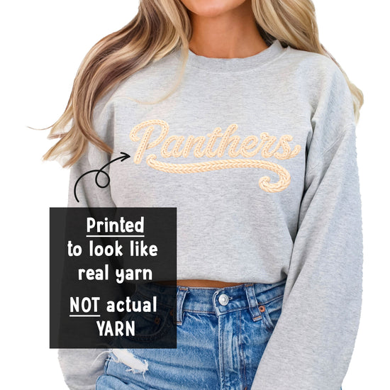 Panthers yarn look crewneck sweatshirt for women