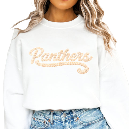 Panthers yarn look crewneck sweatshirt for women in White