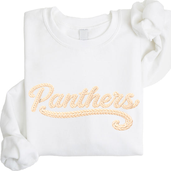 Panthers yarn look crewneck sweatshirt for women in White