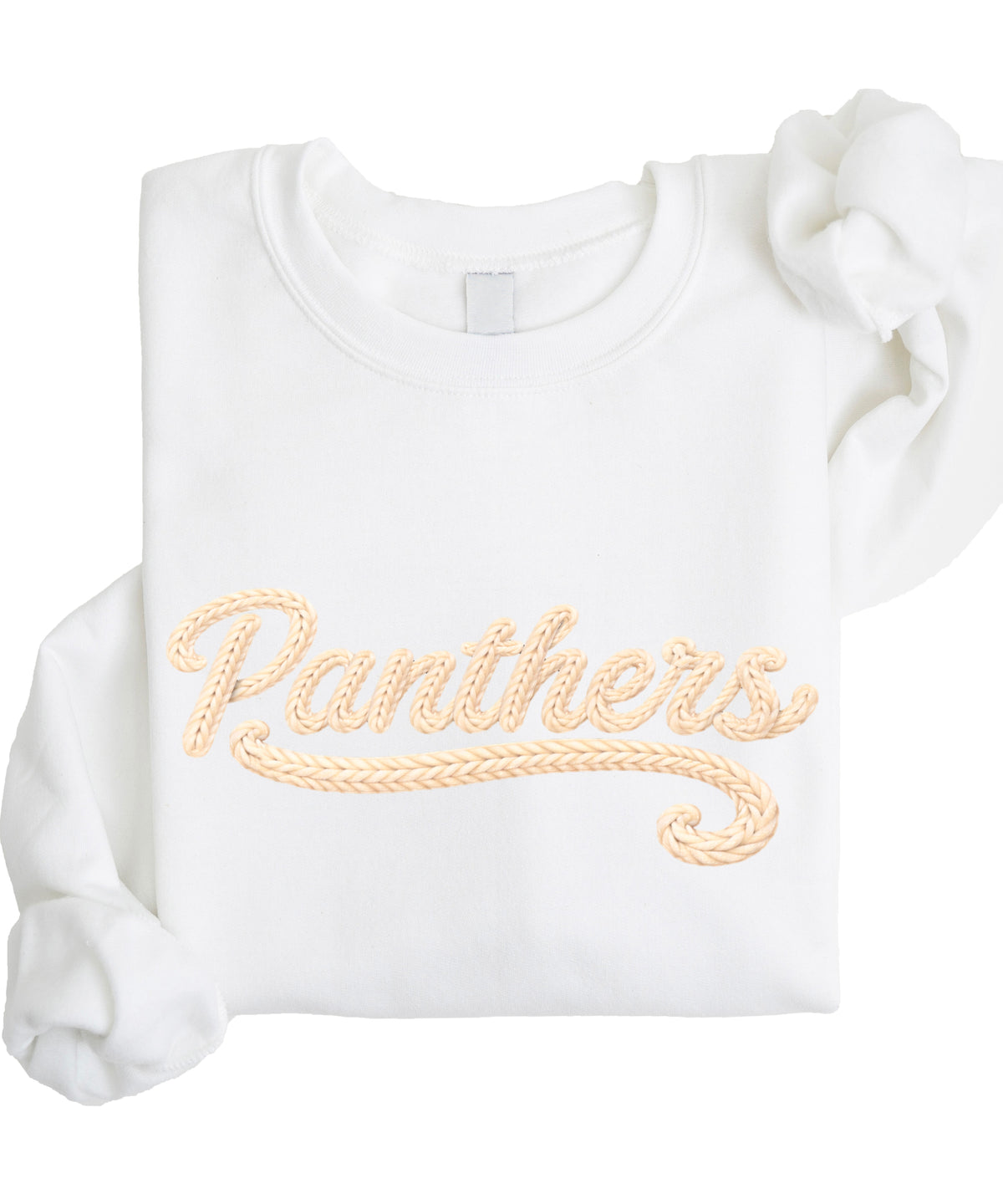 Panthers yarn look crewneck sweatshirt for women in White