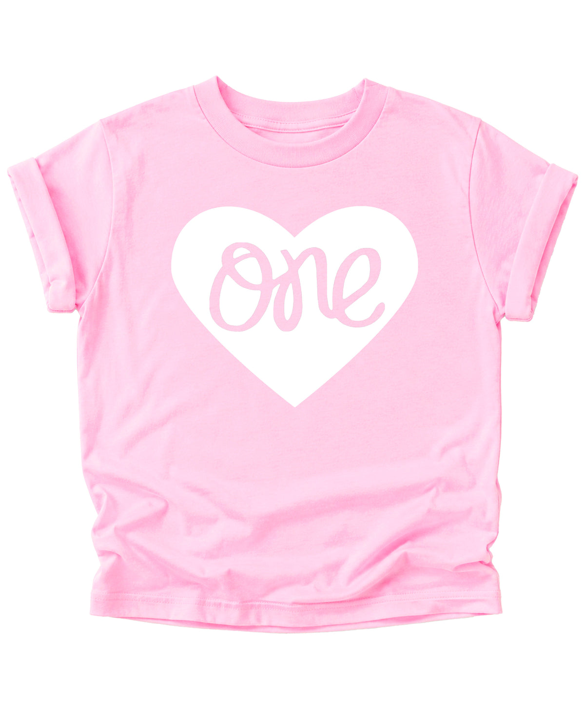 One in a Heart girls first birthday shirt, White on Pink, additional view 2