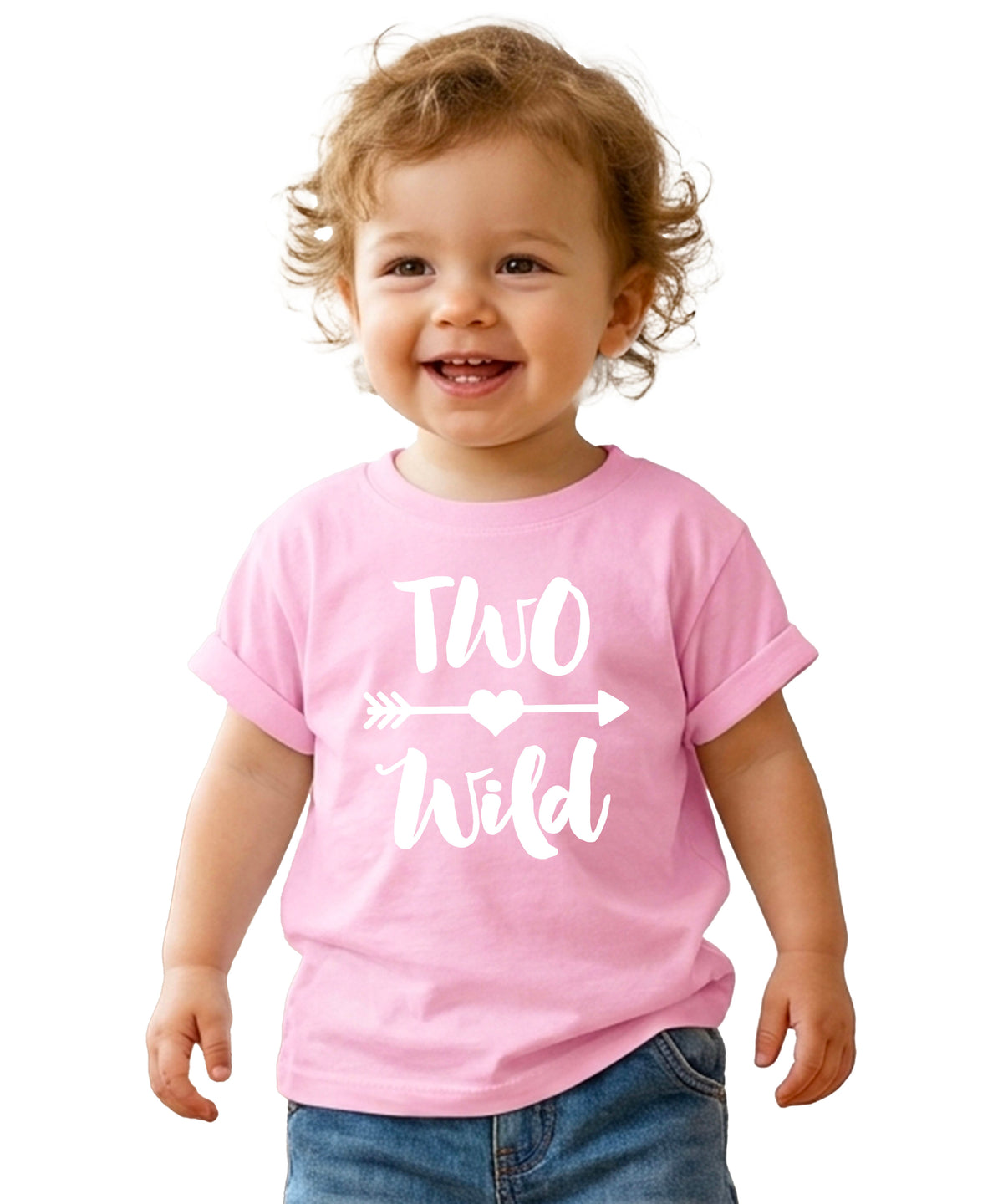 Two Wild 2nd birthday toddler girls shirt, white on pink, image 3