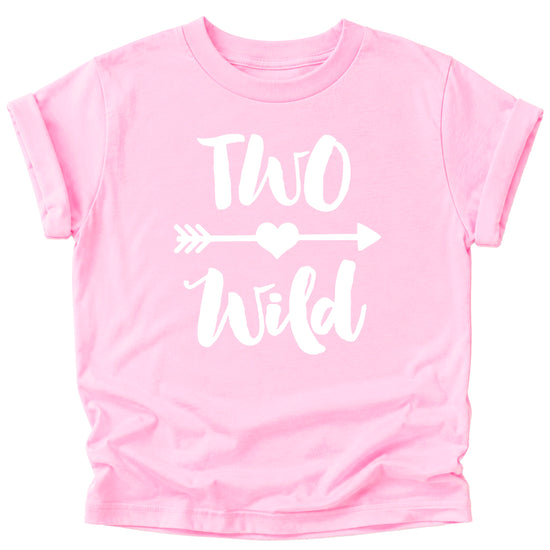 Two Wild 2nd birthday toddler girls shirt, white on pink, image 4