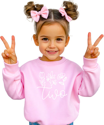 Two Floral Birthday Sweatshirt for Girls
