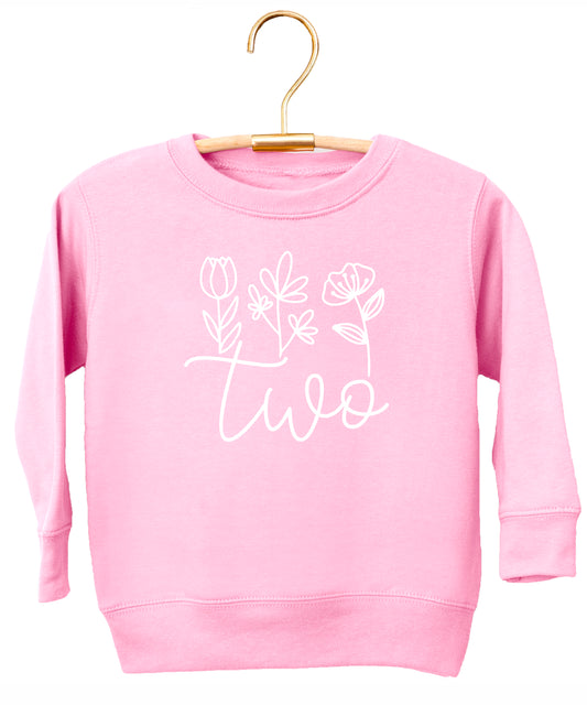 Two Floral Birthday Sweatshirt for Girls