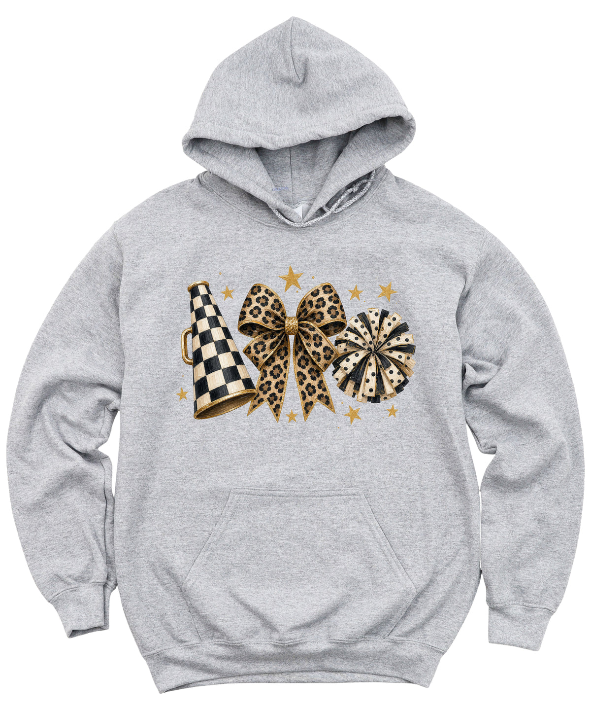 Cheer megaphone coquette bow hoodie for women and teen girls, Gray, view 4