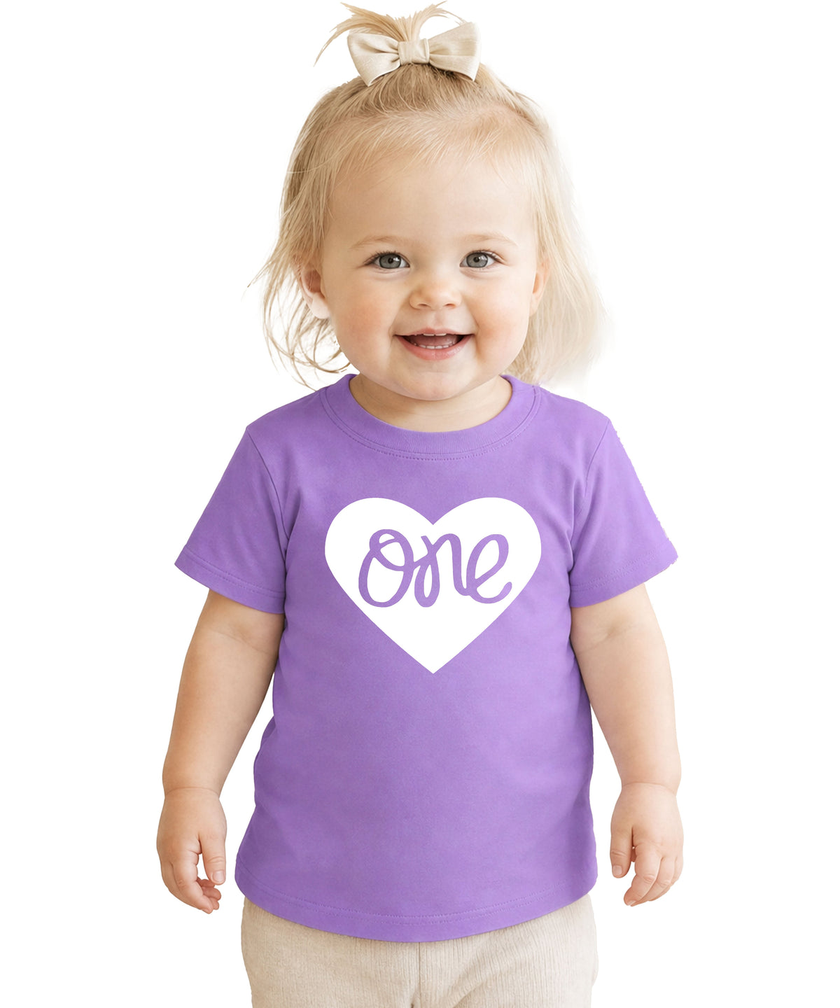 One in a Heart girls first birthday shirt, Purple, additional view 3