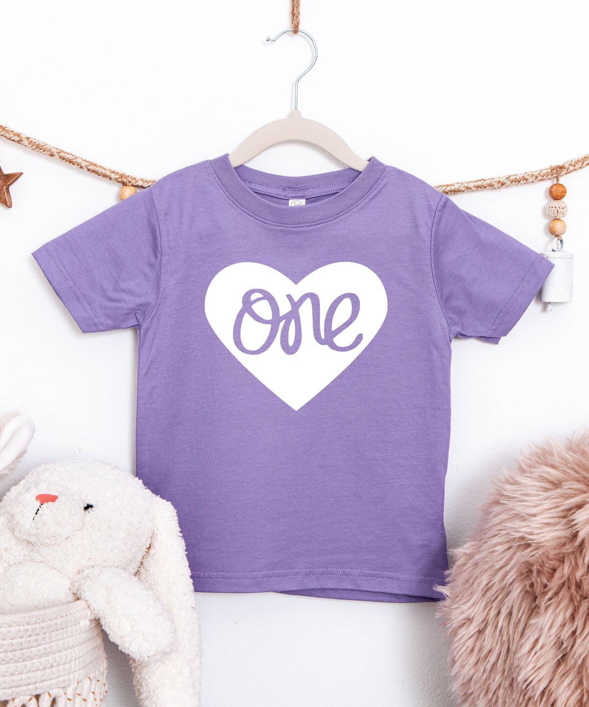 One in a Heart girls first birthday shirt, Purple, additional view 4