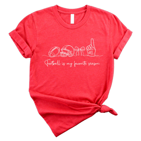 Football is My Favorite Season coquette bow game day tee, Vintage Red Shirt, view 4