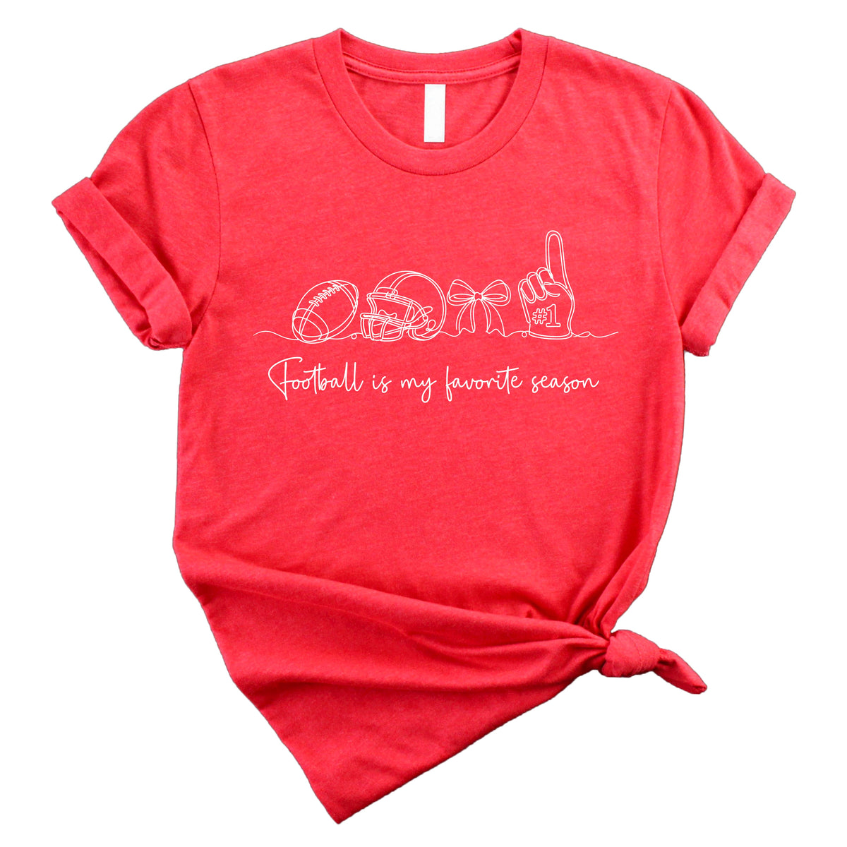 Football is My Favorite Season coquette bow game day tee, Vintage Red Shirt, view 4