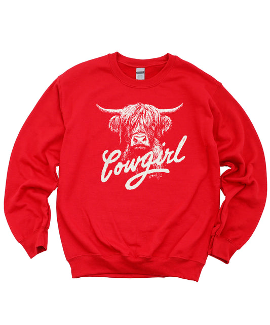 Highland Cow Cowgirl Sweatshirt for Women Western Graphic Crewneck