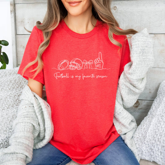 Football is My Favorite Season coquette bow game day tee, Vintage Red Shirt, view 7