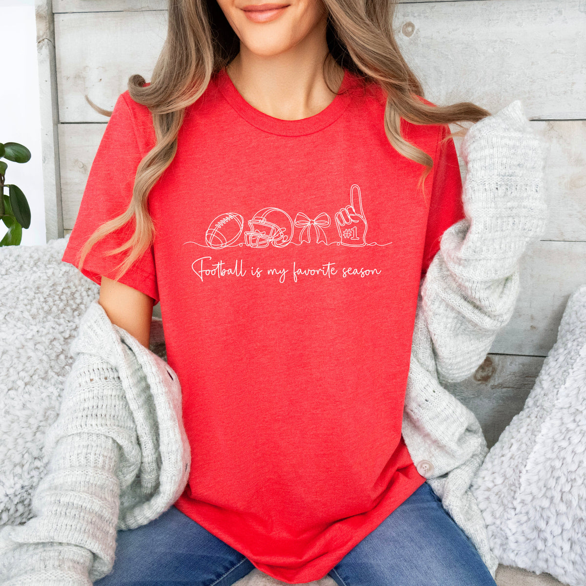 Football is My Favorite Season coquette bow game day tee, Vintage Red Shirt, view 7