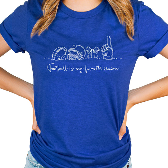 Football is My Favorite Season coquette bow game day tee, Vintage Royal Shirt, view 3