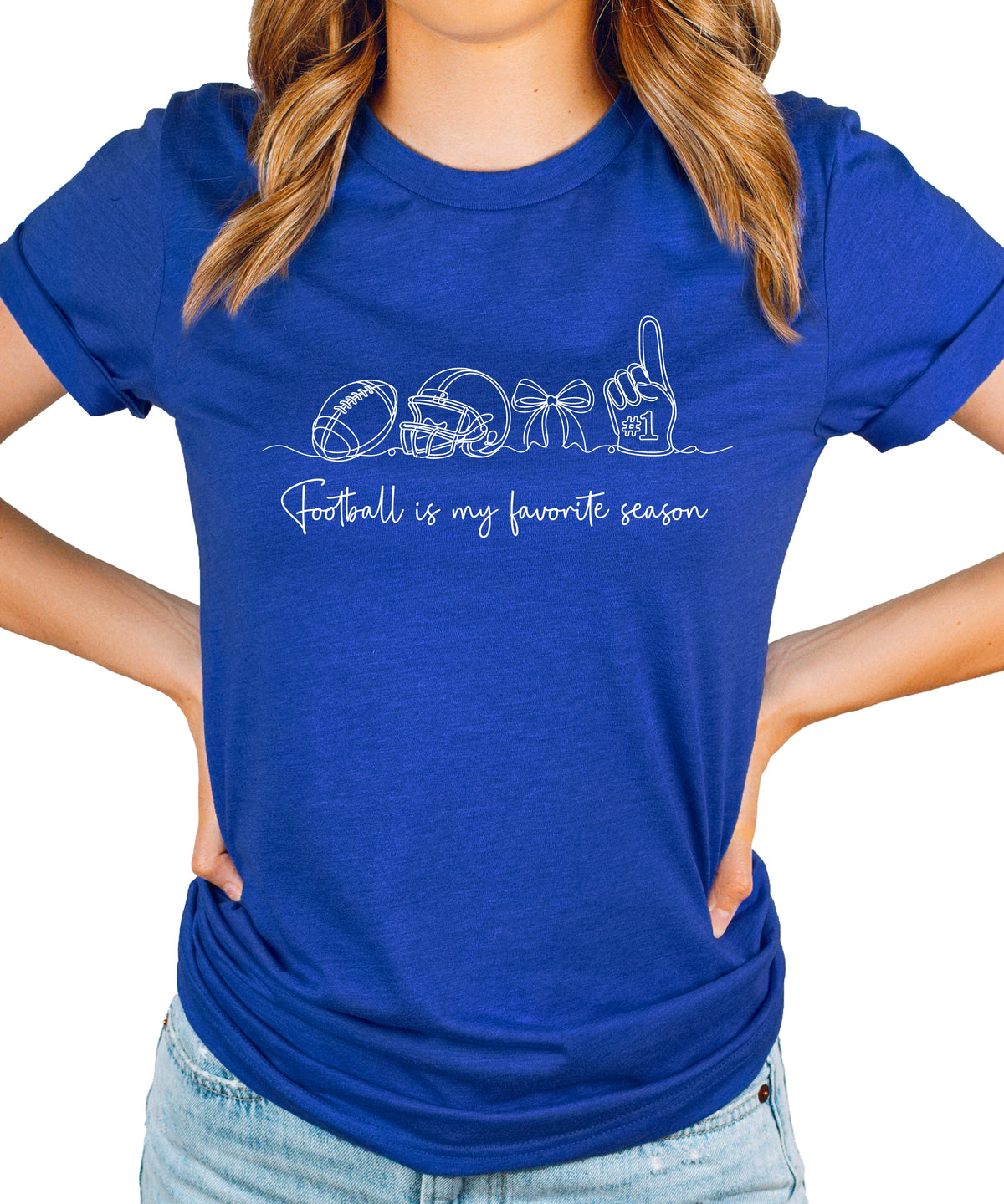 Football is My Favorite Season coquette bow game day tee, Vintage Royal Shirt, view 3