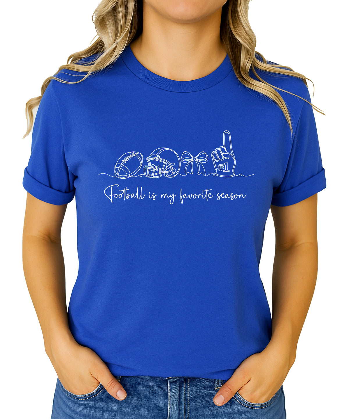 Football is My Favorite Season coquette bow game day tee, Vintage Royal Shirt, view 5