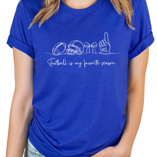 Football is My Favorite Season coquette bow game day tee, Vintage Royal Shirt, view 6