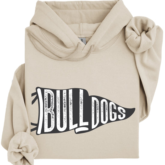 Sand Bulldogs distressed pennant flag hoodie - front view