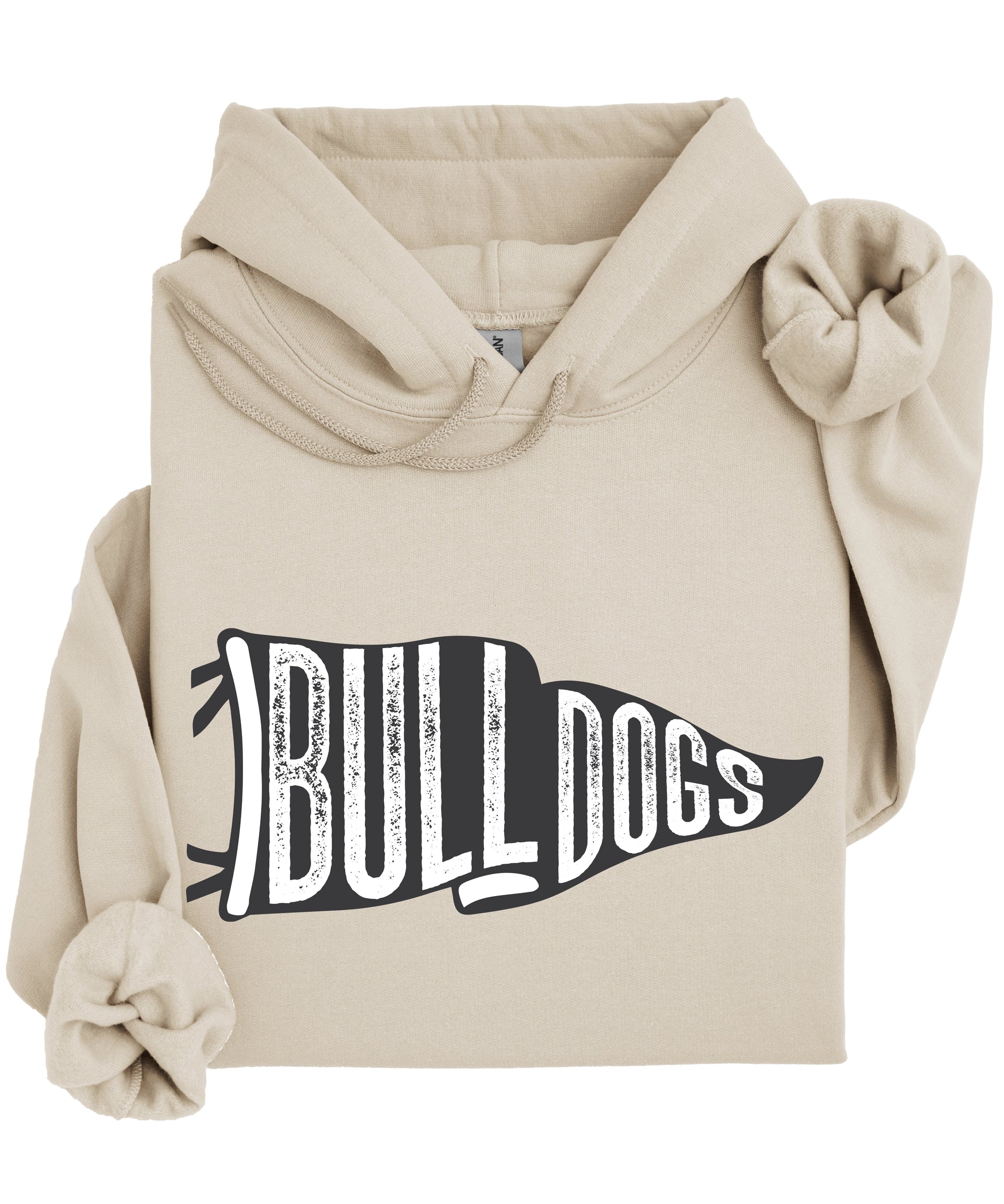 Sand Bulldogs distressed pennant flag hoodie - front view