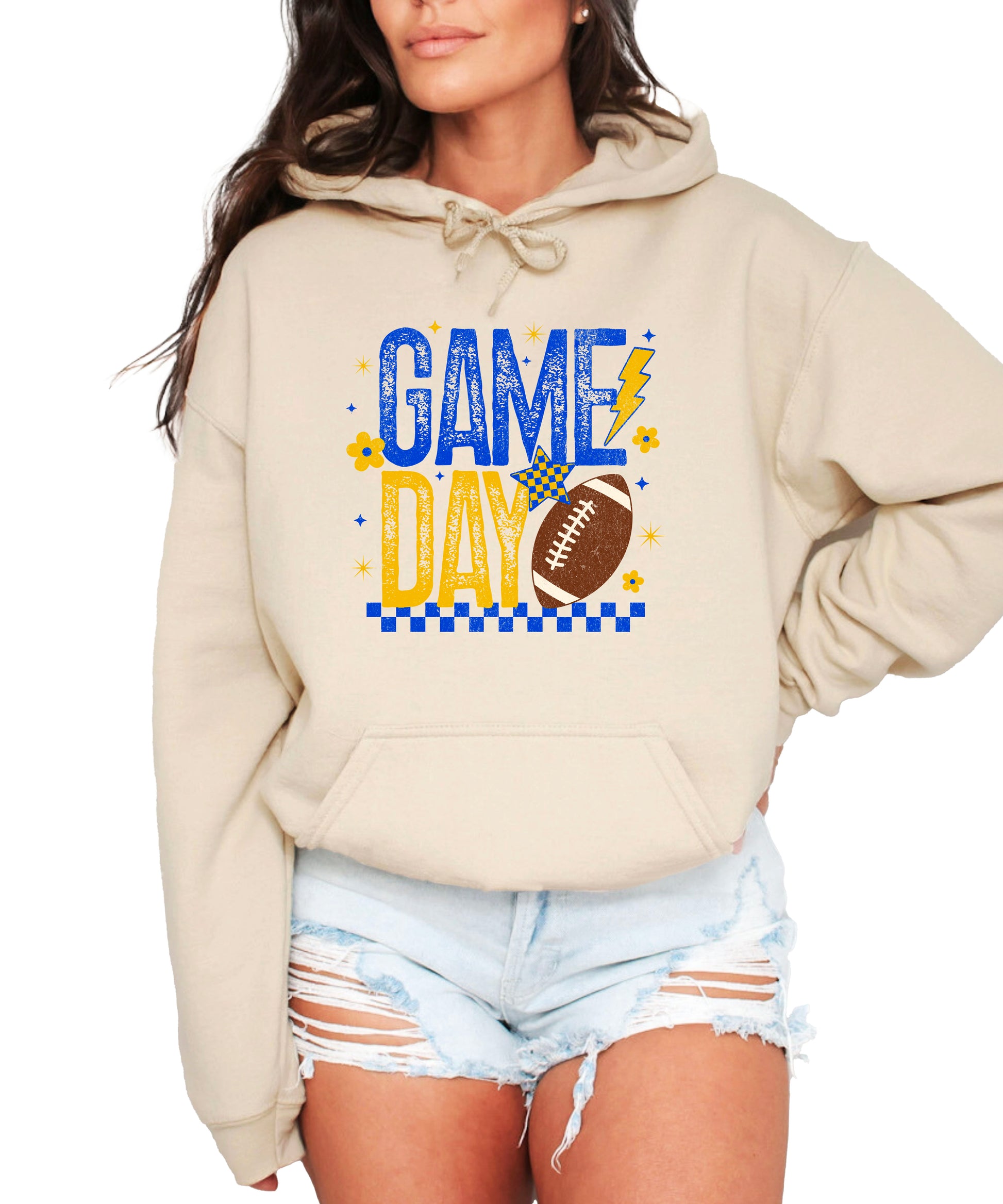 Game Day Football Hoodie Sand front