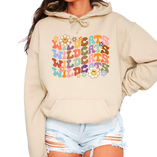 Wildcats Retro Floral Hoodie - Sand view 1